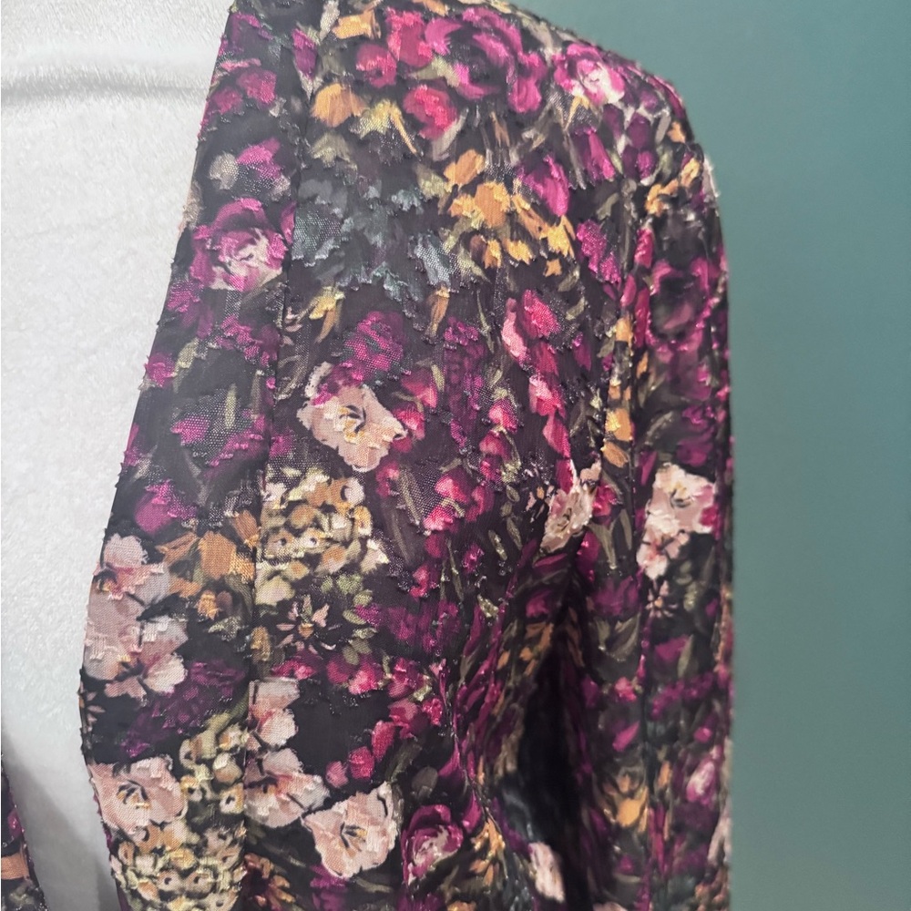 Amanda Uprichard Brown and Yellow Fitted Long Sleeve Blouse - Picture 3 of 11